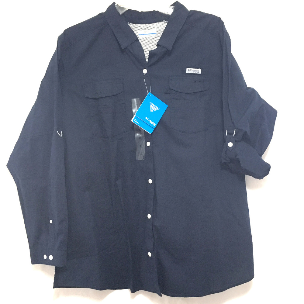 💥 SOLD 💥 COLUMBIA PFG Navy Blue Shirt SIZE 1x - Picture 3 of 8